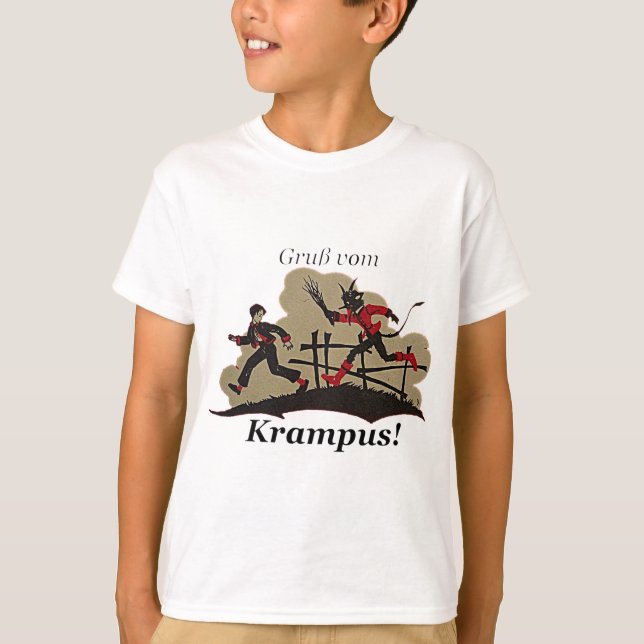 T-shirt Krampus pourchasse l'enfant (Devant)