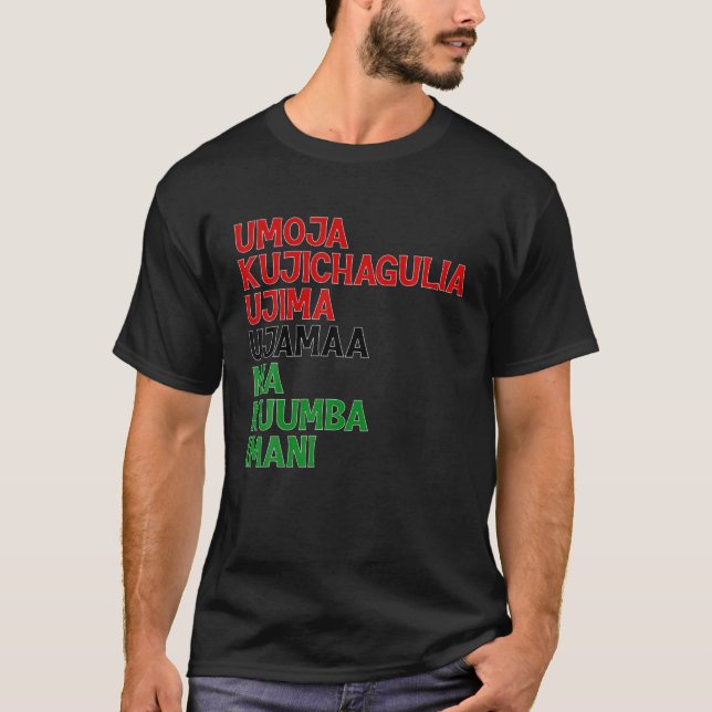 T-shirt Kwanzaa Kinara Set Pour Enfants Hommes Femmes Sept (Devant)
