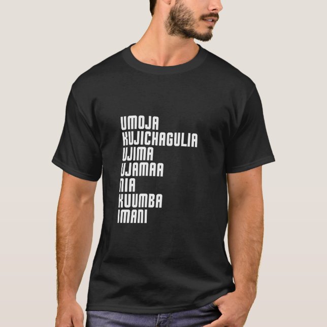 T-shirt Kwanzaa Sept Principes Umoja Kujichagulia Ujima (Devant)