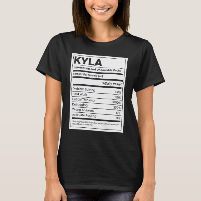 T-shirt Kyla Information sur la nutrition Problème Résoudr (Devant)
