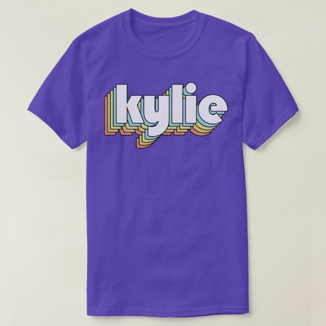 T-shirt Kylie Retro Typographie arc-en-ciel style défraîch (Design devant)