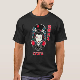 T-shirt Kyoto Japon Trippy Geisha avec les yeux bleus japo