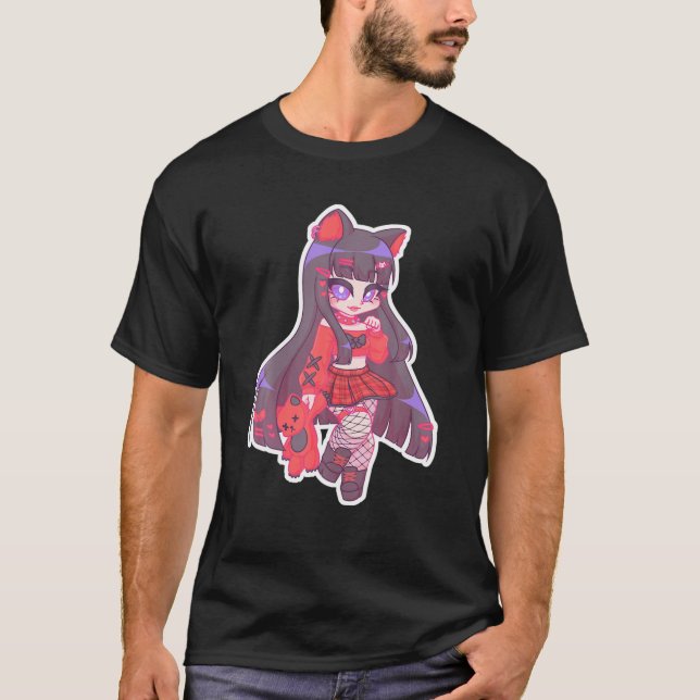 T-shirt Kyuuchandesu Emo Girl Chibi Dessin Chat Alt Girl A (Devant)
