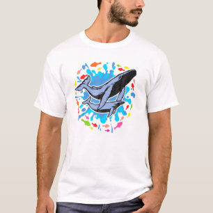 T-shirt La Baleine Mère Protège Son Bébé Accompagné De Pet