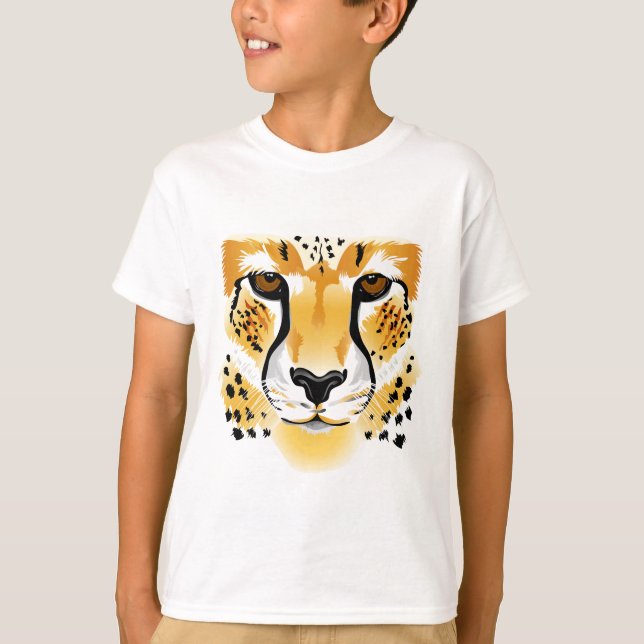 T-shirt La bande dessinée de visage de guépard badine la (Devant)