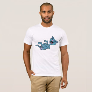 T-shirt La bande dessinée drôle de chat "KP" d'argent es