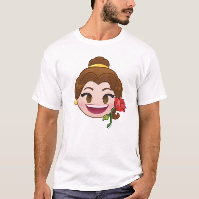 T-shirt La beauté et l'Emoji des bêtes| Belle avec Rose (Devant)