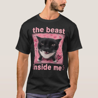 T-shirt La bête en moi drôle humour de chat mignon ridicul