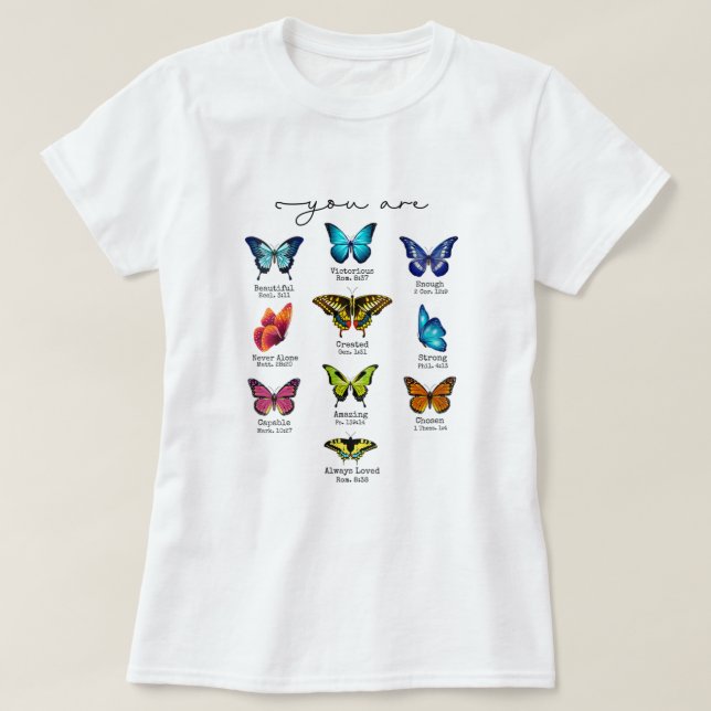 T-shirt La Bible Papillon Femme Verse Vous Êtes Beau Pos (Design devant)