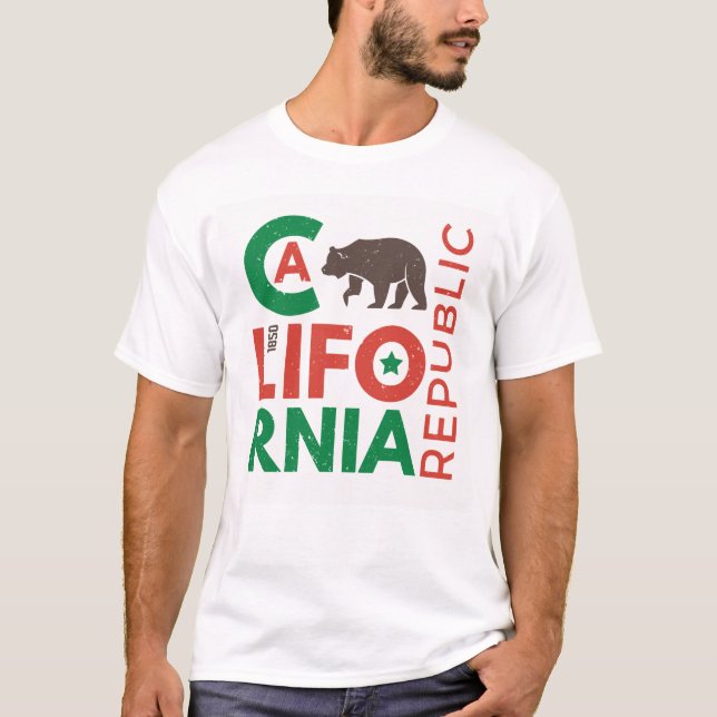 T-shirt La Californie avec le logo d'ours gris (Devant)