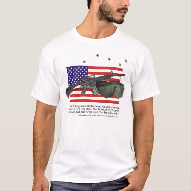 T-shirt La carabine M4, soutiennent notre 2ème amendement (Devant)