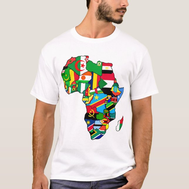 T-shirt La carte africaine des drapeaux de l'Afrique dans (Devant)