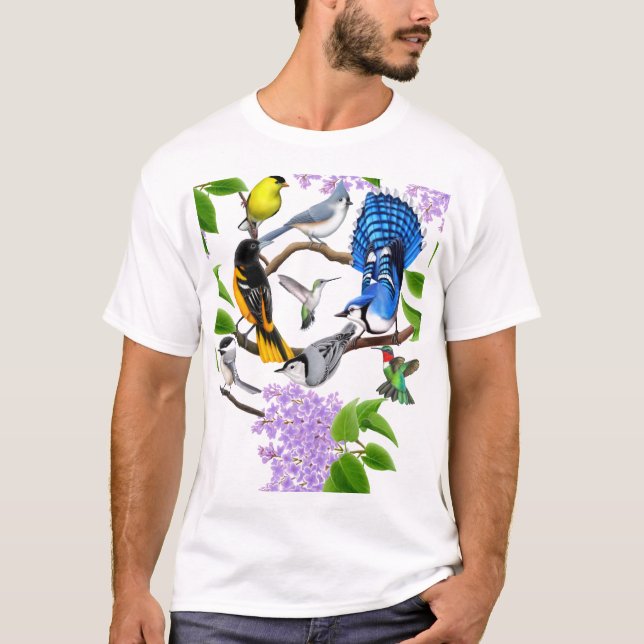 T-shirt La chemise d'amants d'oiseau de jardin (Devant)