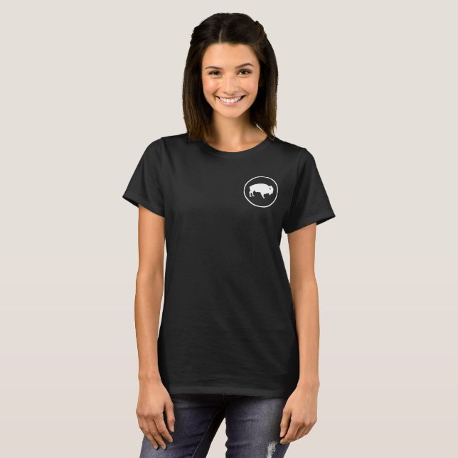 T-shirt La chemise de Buffalo des femmes blanches dehors (Devant entier)