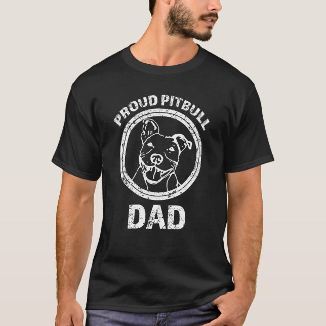 T-shirt La chemise de Pitbull des hommes fiers de papa (Devant)