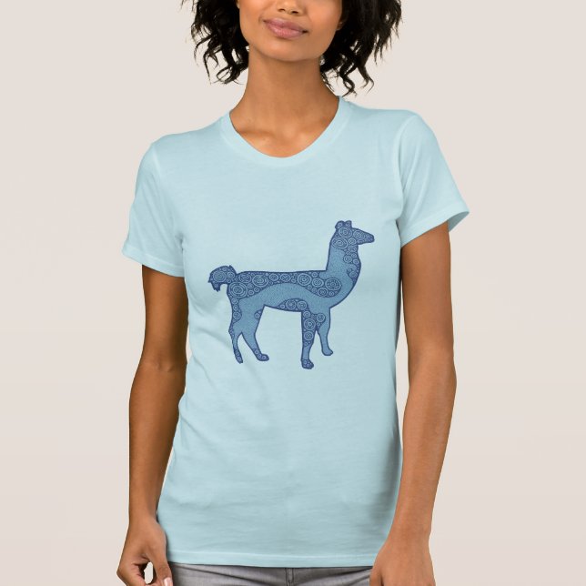T-shirt La chemise des femmes bleues de lama (Devant)