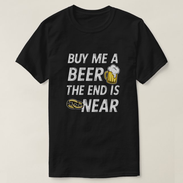 T-shirt La chemise drôle de marié m'achètent une bière (Design devant)