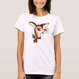 T-shirt la chemise rouge de renne de nez