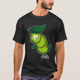 T-shirt La chenille au coucher avec la feuille