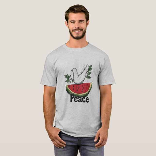 T-shirt La colombe de la paix et de la pastèque | خ (Devant entier)