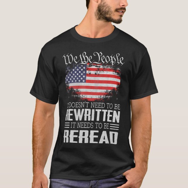T-shirt La Constitution Américaine Du Drapeau Des Etats-Un (Devant)