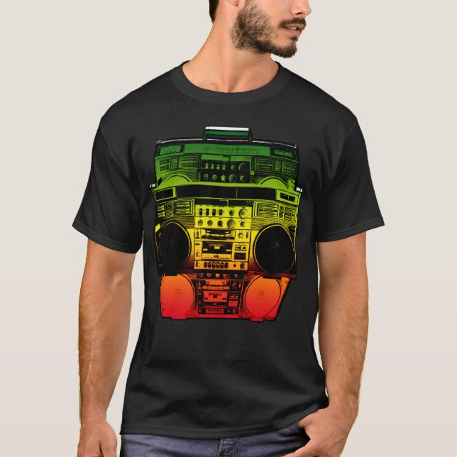 T-shirt La couleur de Boombox se fanent (Rasta) (Devant)