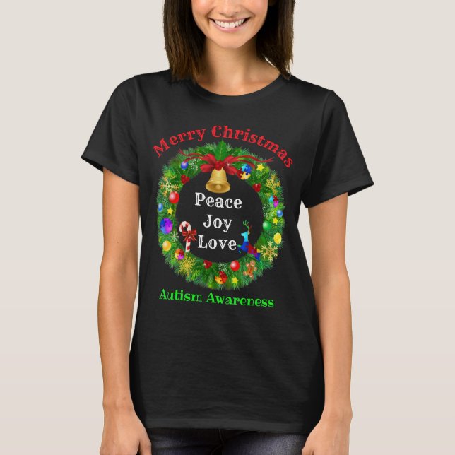 T-shirt La couronne de Noël autiste (Devant)