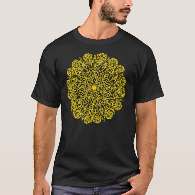 T-shirt La Crimée est l'Ukraine - mandala politique (jaune (Devant)