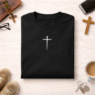 T-shirt La Croix Chrétienne Trois Clous Blancs