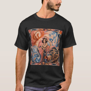 T-shirt La Déesse des Quatre Éléments - Phénix, Poisson, 
