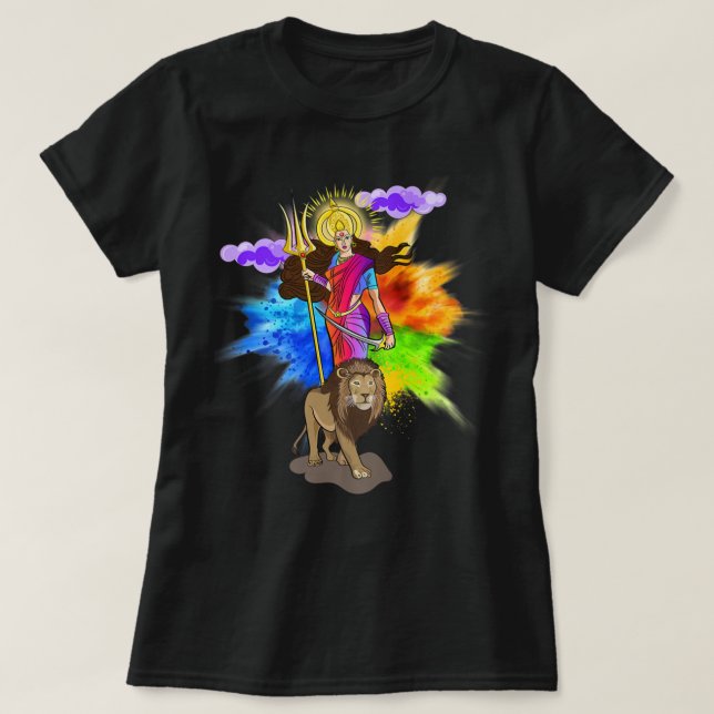 T-shirt La déesse Durga Bengali Puja Religion hindoue Navr (Design devant)