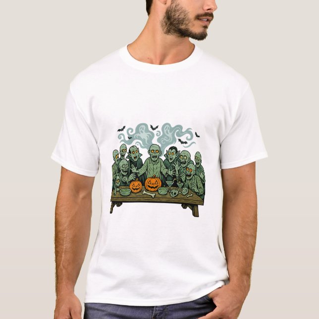 T-shirt La Dernière Cène des Zombies - La parodie d'Hallow (Devant)