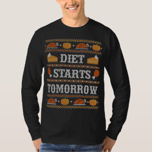 T-shirt La Diète commence demain mauvais pull de Noël Merc