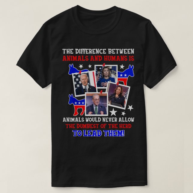 T-shirt La Différence Entre Animaux Et Humains Est L'Anima (Design devant)