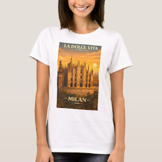 T-shirt La Dolce Vita - Milan Vintage Travel Poster