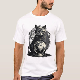 T-shirt La face de la Terre, Art gothique Chat