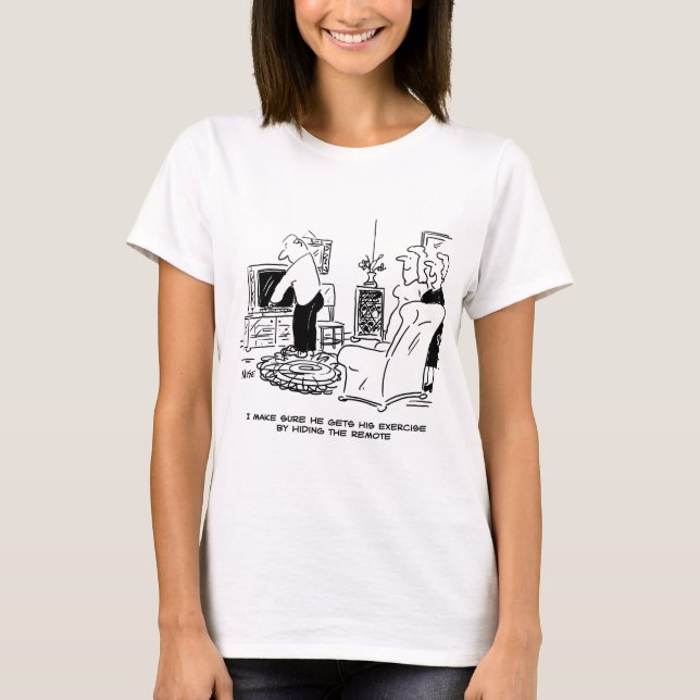 T-shirt La femme masque la télécommande de la télévision (Devant)