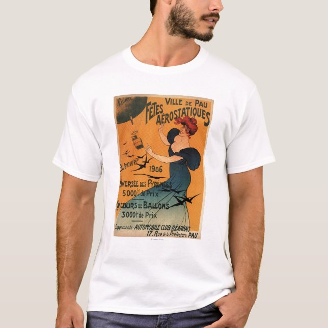 T-shirt La femme Rouge-Dirigée attend l'affiche d'oiseaux (Devant)