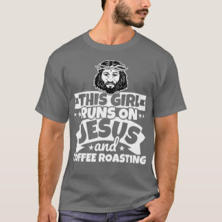 T-shirt La fille court sur Jésus et le café torréfié