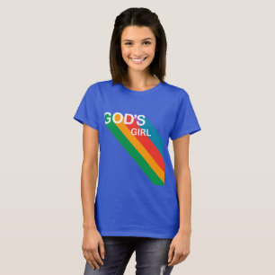 T-shirt La fille de Dieu Retro Rainbow Script Christian