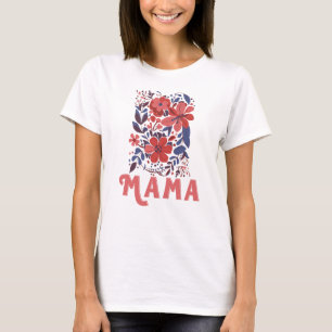 T-shirt La Fleur sauvage rétro Mama, fête des mères