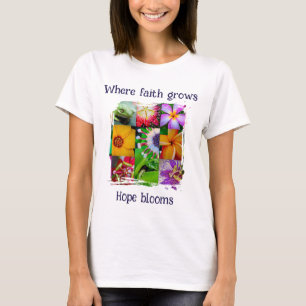 T-shirt La Foi Chrétienne Grandit Collage De Fleurs L'Espo