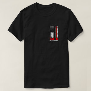 T-shirt La foi sur la peur Cool Christian Flag Cross