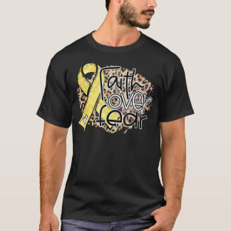 T-shirt La foi sur la peur Leopard Gold Ribbon Enfance Can