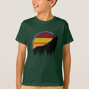 T-shirt La force du pack est le Wolf Retro Sunset