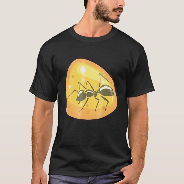 T-shirt La fourmi dans l'ambre Insecte Arbre Résine Bijoux (Devant)