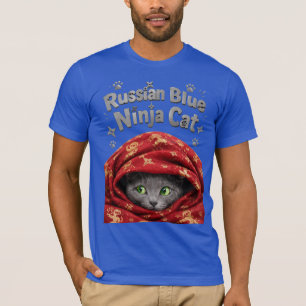 T-shirt La Furtive et Empesée : Chat Ninja Bleu Russe