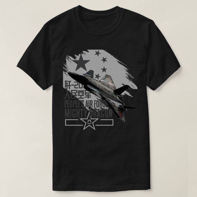 T-shirt La furtivité des dragons puissants PLAAF (Design devant)