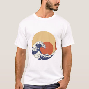 T-shirt La grande vague au large de Kanagawa rétro coucher
