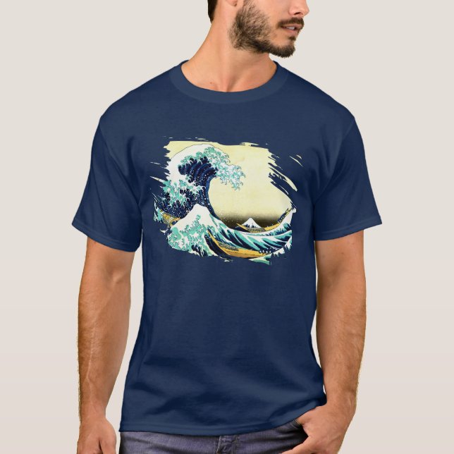 T-shirt La grande vague outre de Kanagawa (Devant)